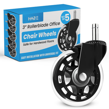 Haze Office Chair Wheels - Set of 5 with Universal Fit – 3-inch