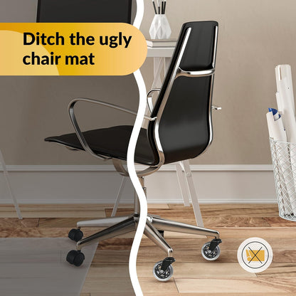 Sleek black and chrome HAZE rollerblade wheels – premium aesthetic for designer office chairs.